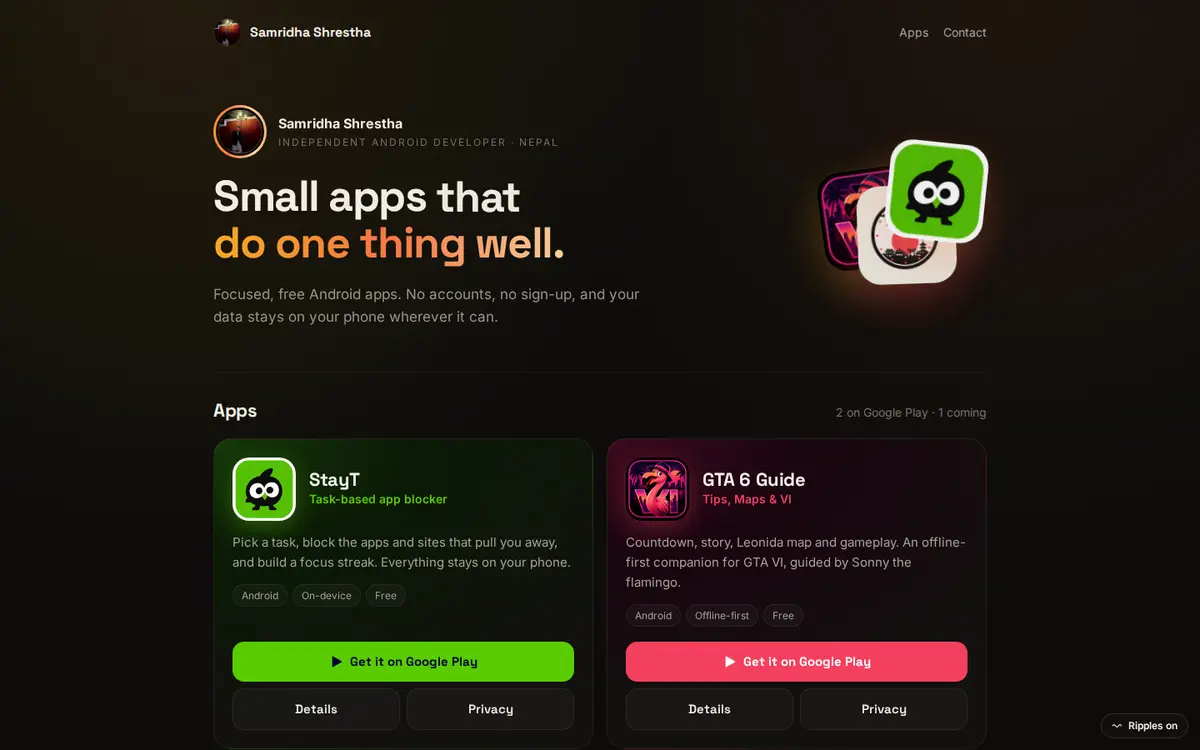 apps.samridhashrestha.com.np homepage